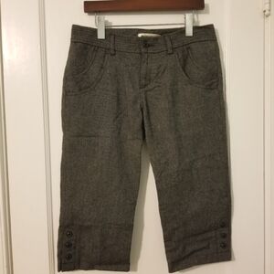 Charcoal cropped wool trouser w/ button detailing